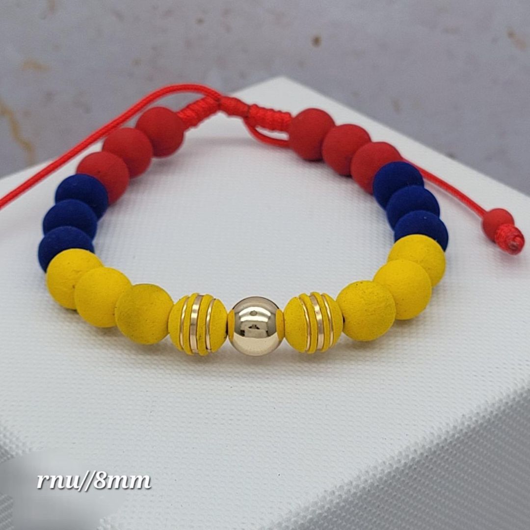 Pulsera colombia 1 balin 8mm en oro laminado
