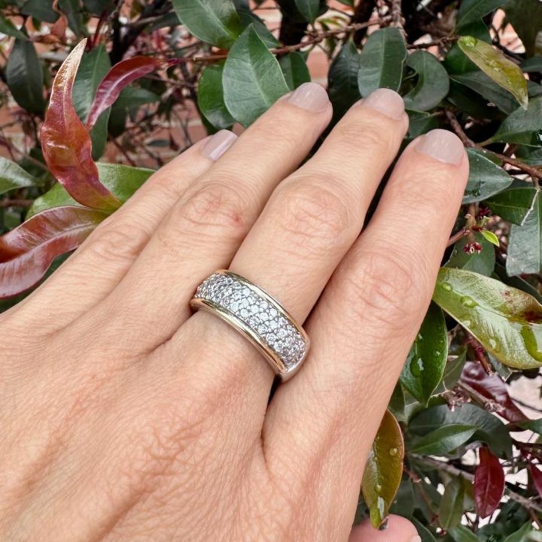 Anillo en Plata y Oro con circones
