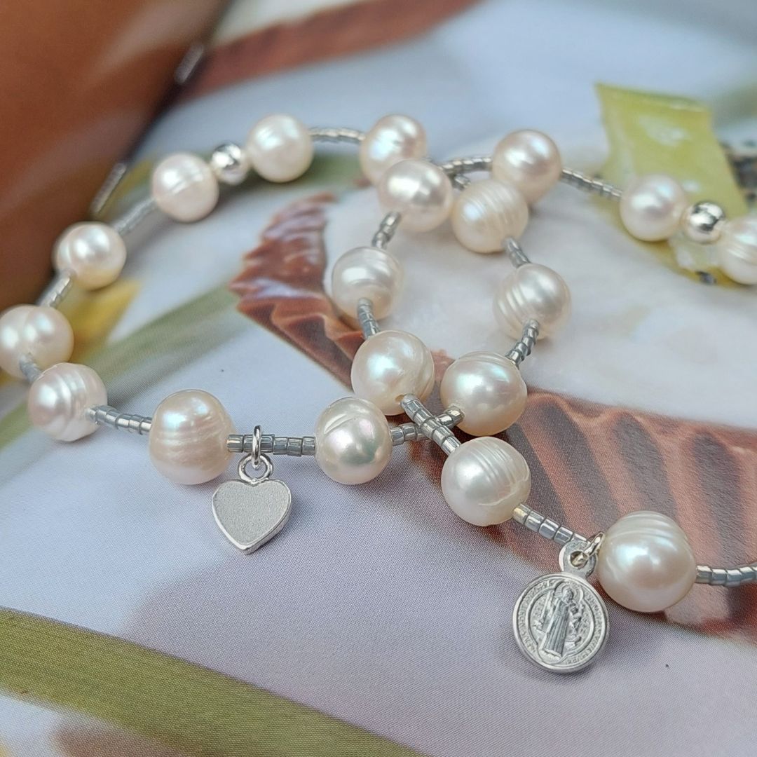 Pulsera Belle Perla y Grises