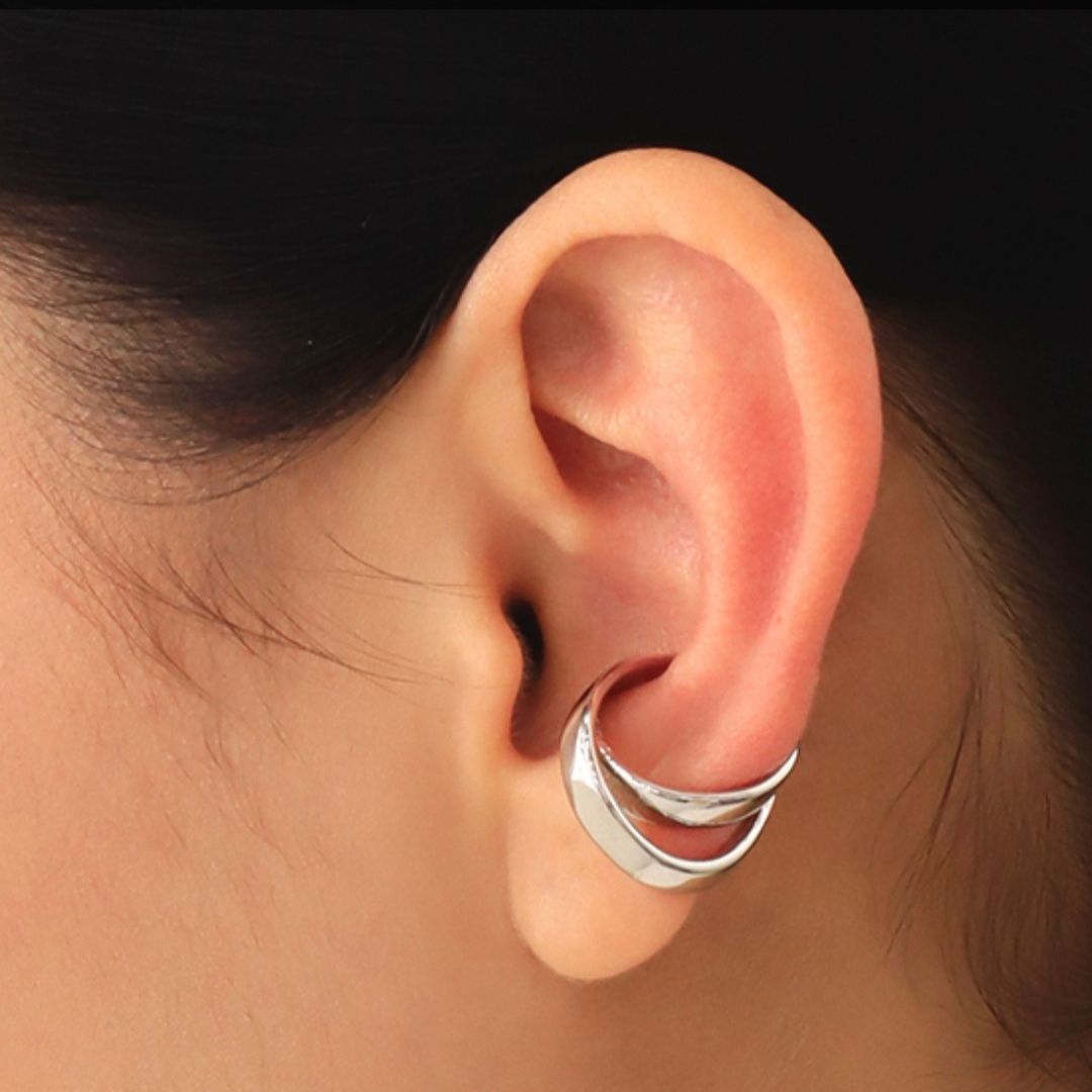 Earcuff Cruzado Plateado