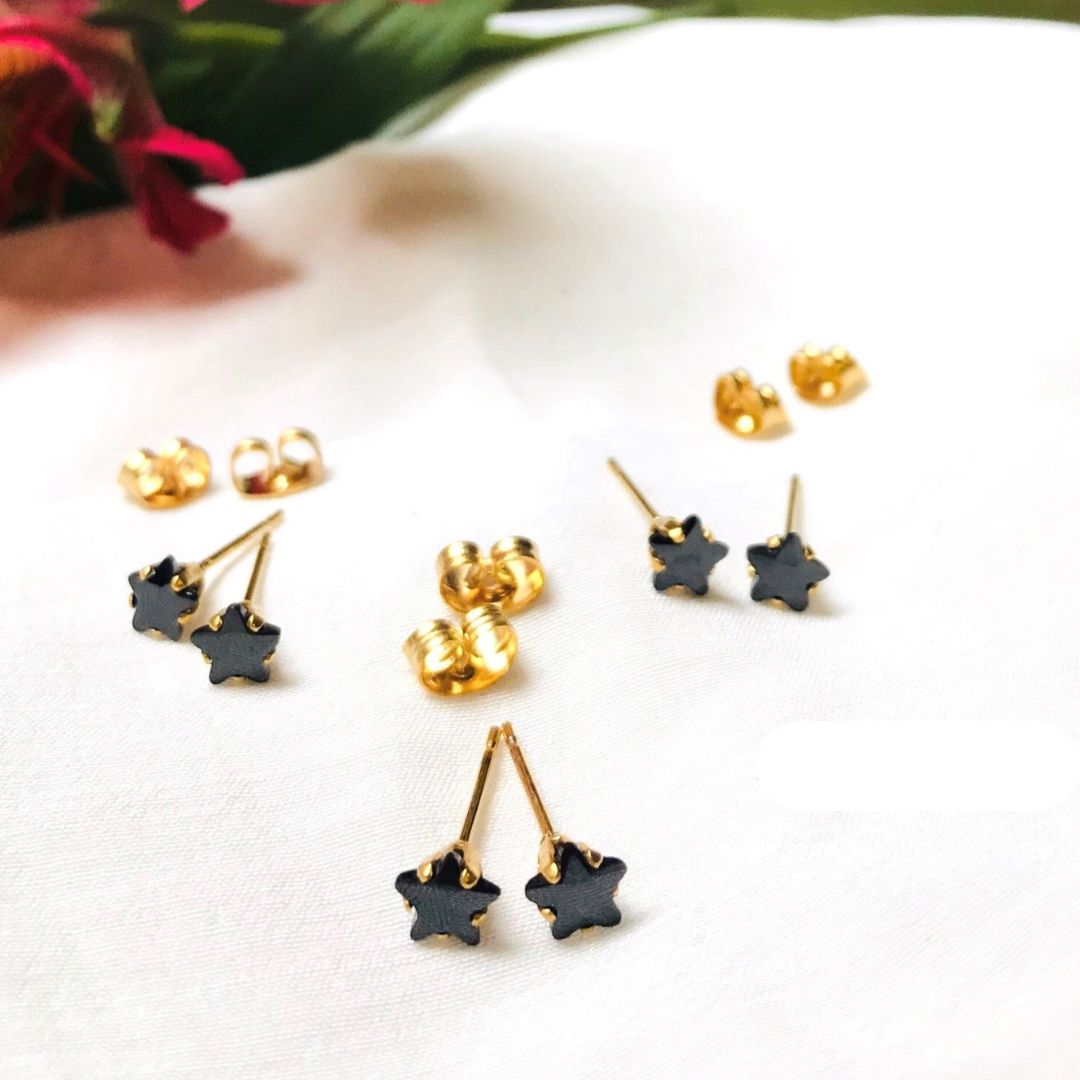 Topo estrella con circon negro 5mm