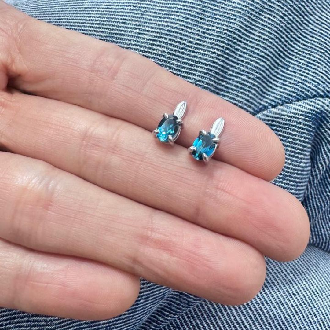 Topacio London Blue Natural en Plata Rodinada