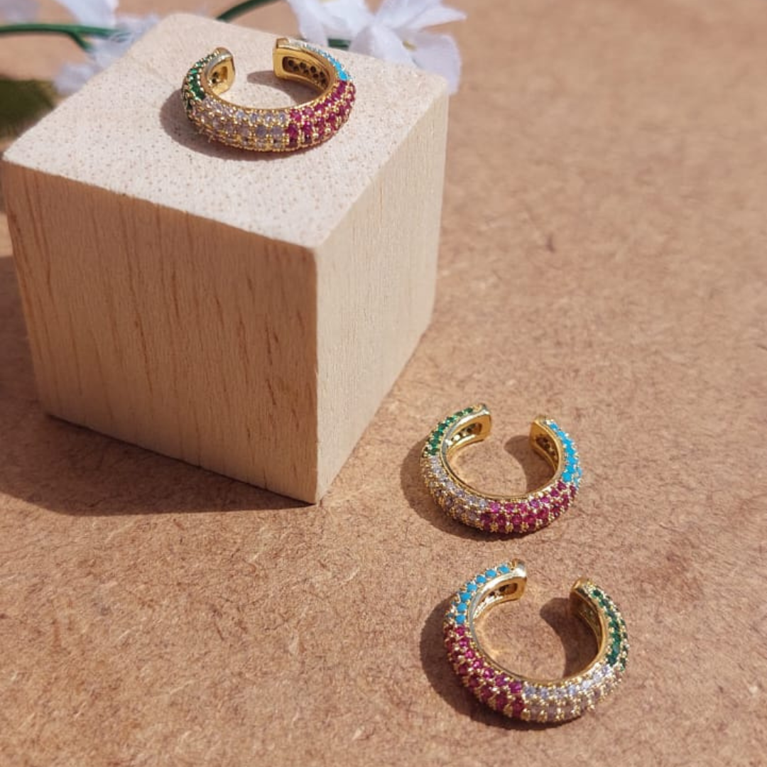Earcuff Dorado con Circón Colores