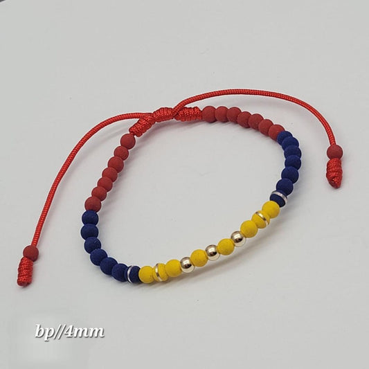 Pulsera Colombia 3 balines 4 mm en oro laminado