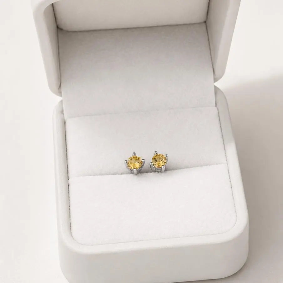 Citrino 4mm en Plata Rodinada
