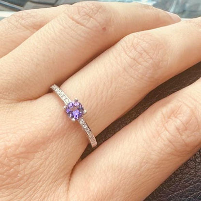Anillo Amatista 4mm plata rodinada