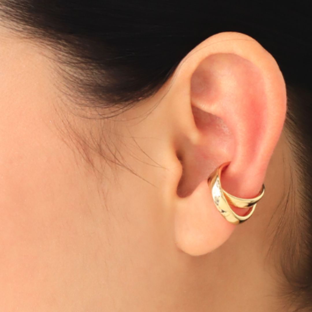Earcuff Cruzado Dorado