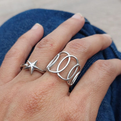 Anillo Ondas Plateado