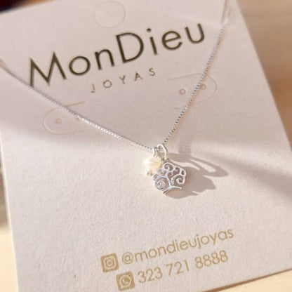 Cadena con dije Árbol de la Vida y perla