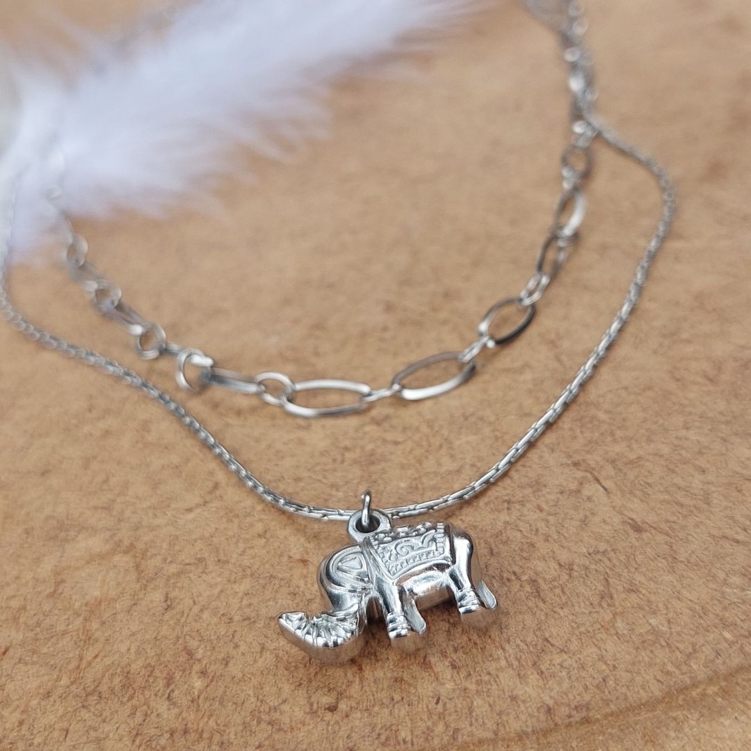 Cadena doble Abundancia plateada