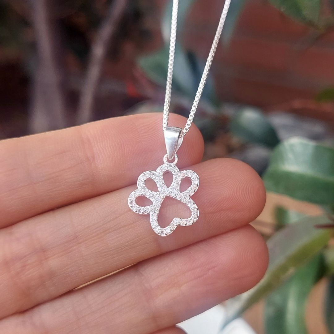 Dije huella mascota con circon