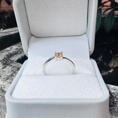 Anillo Citrino 4mm en Plata Rodinada