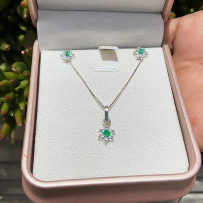 Set Cadena y Topos Marquesa con Esmeralda Natural