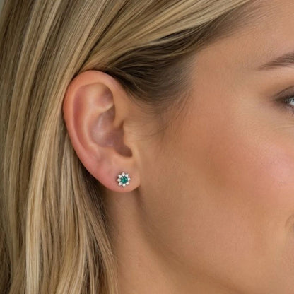 Esmeraldas Naturales 4mm Marquesa en Plata Rodinada