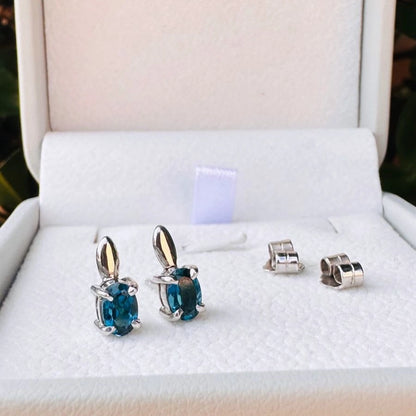 Topacio London Blue Natural en Plata Rodinada