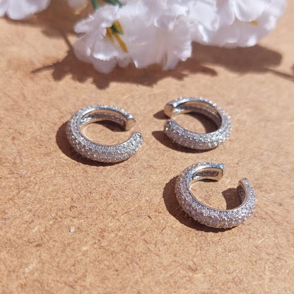Earcuff Plateado con Circón Blanco