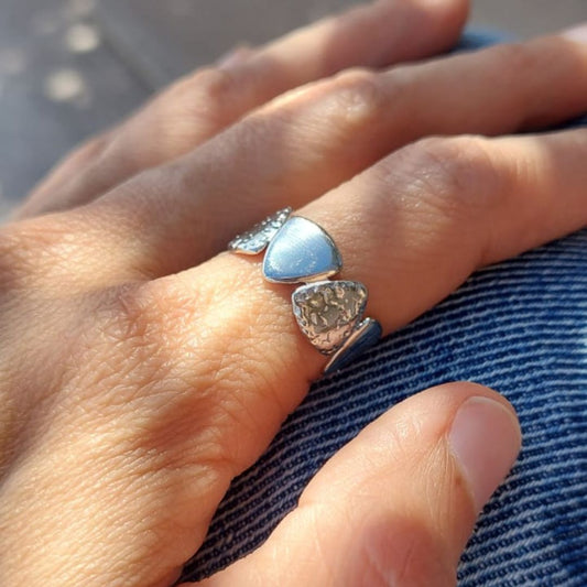 Anillo Triangulos Plateado