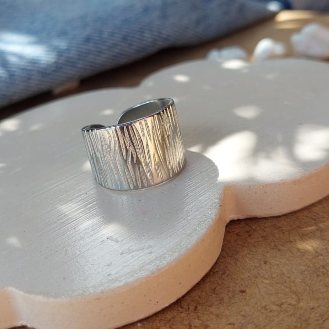 Anillo Cebra Plateado