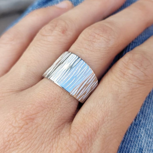 Anillo Cebra Plateado