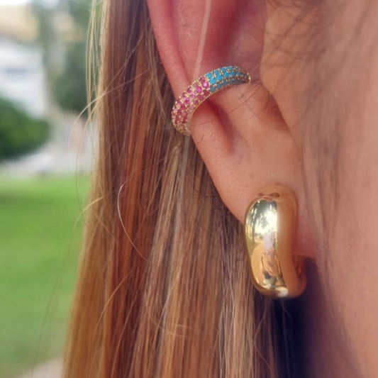 Earcuff Dorado con Circón Colores
