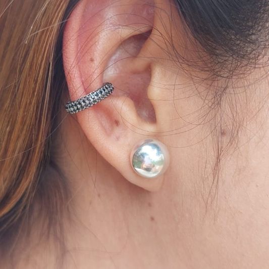 Earcuff Plateado Circon Negro